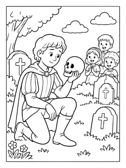 Free printable Prince Hamlet And Yorick Skull coloring page