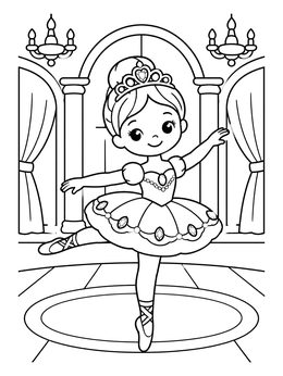 Free printable Princess Ballerina Dancing In Ballroom coloring page
