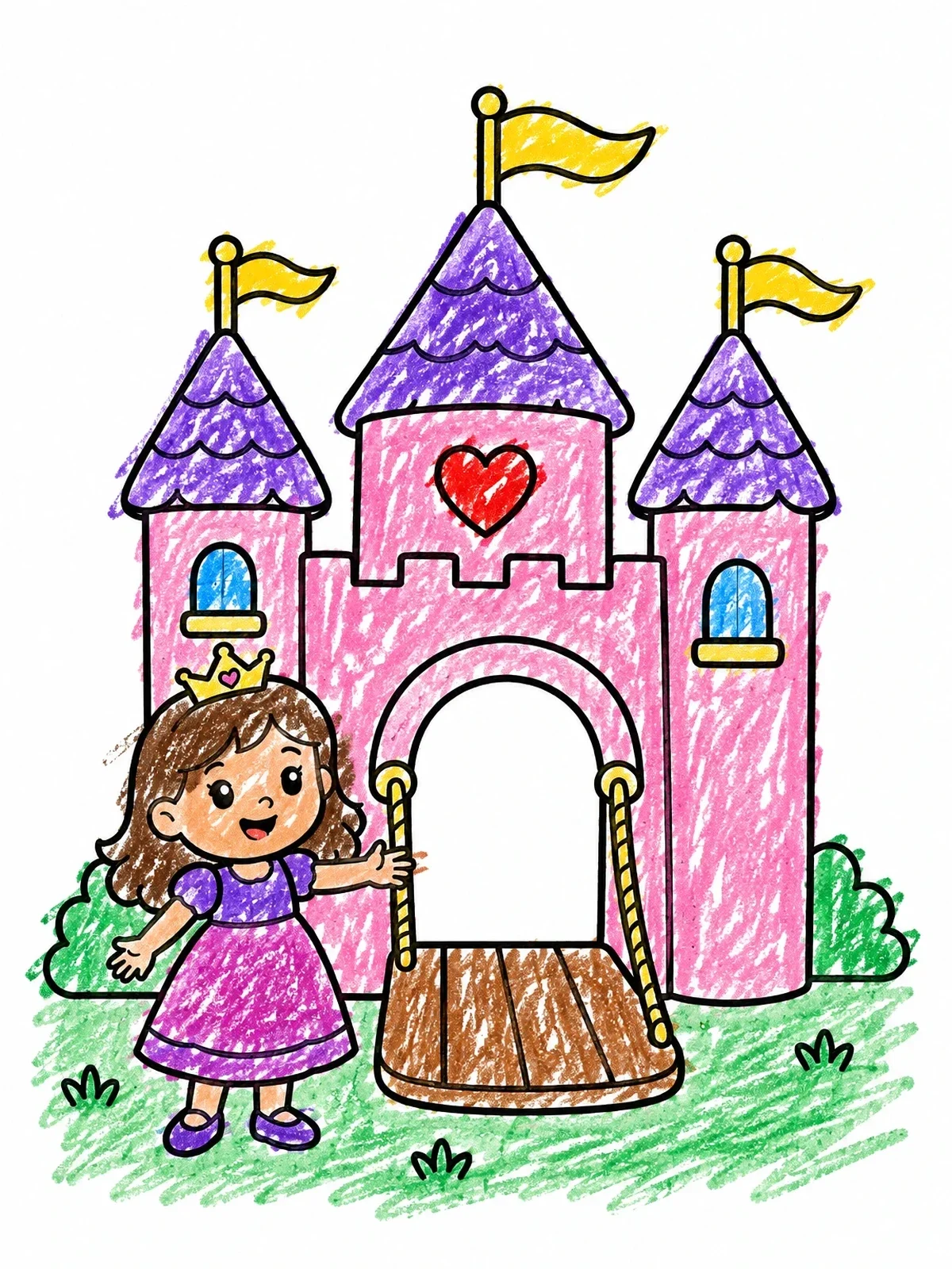 Colored example of the Princess By Castle Playhouse coloring page