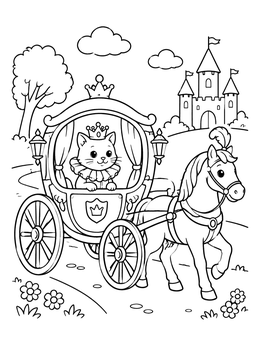 Free printable Princess Cat In Royal Carriage coloring page