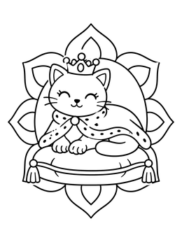 Free printable Princess Cat On Royal Cushion coloring page