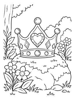 Free printable Princess Crown On Mossy Forest Stone coloring page