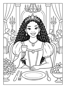Free printable Princess With Crown At Royal Banquet coloring page