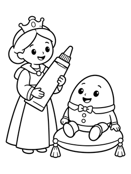 Free printable Princess With Glue And Humpty Dumpty coloring page