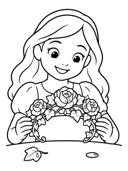 Free printable Princess Holding Rose Crown coloring page
