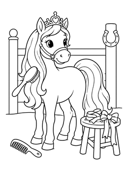 Free printable Princess Pony Ready For Grooming coloring page