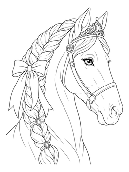 Free printable Royal Mare With Braided Mane coloring page