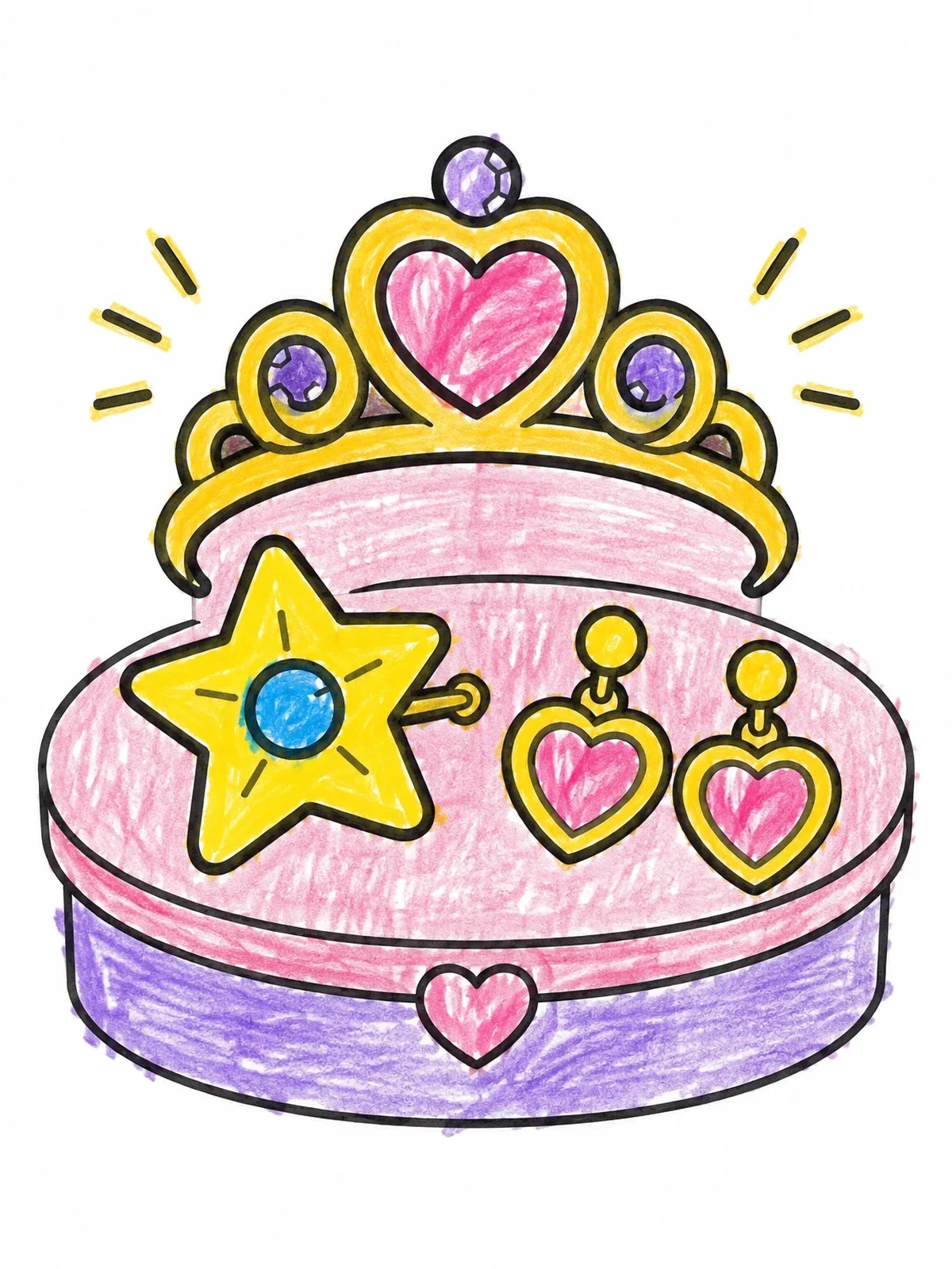 Colored example of the Princess Jewelry Set With Tiara coloring page