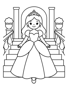 Free printable Princess Descending Palace Staircase coloring page