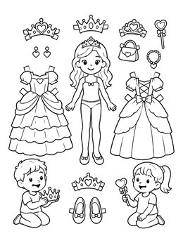 Free printable Princess Paper Doll With Outfits coloring page