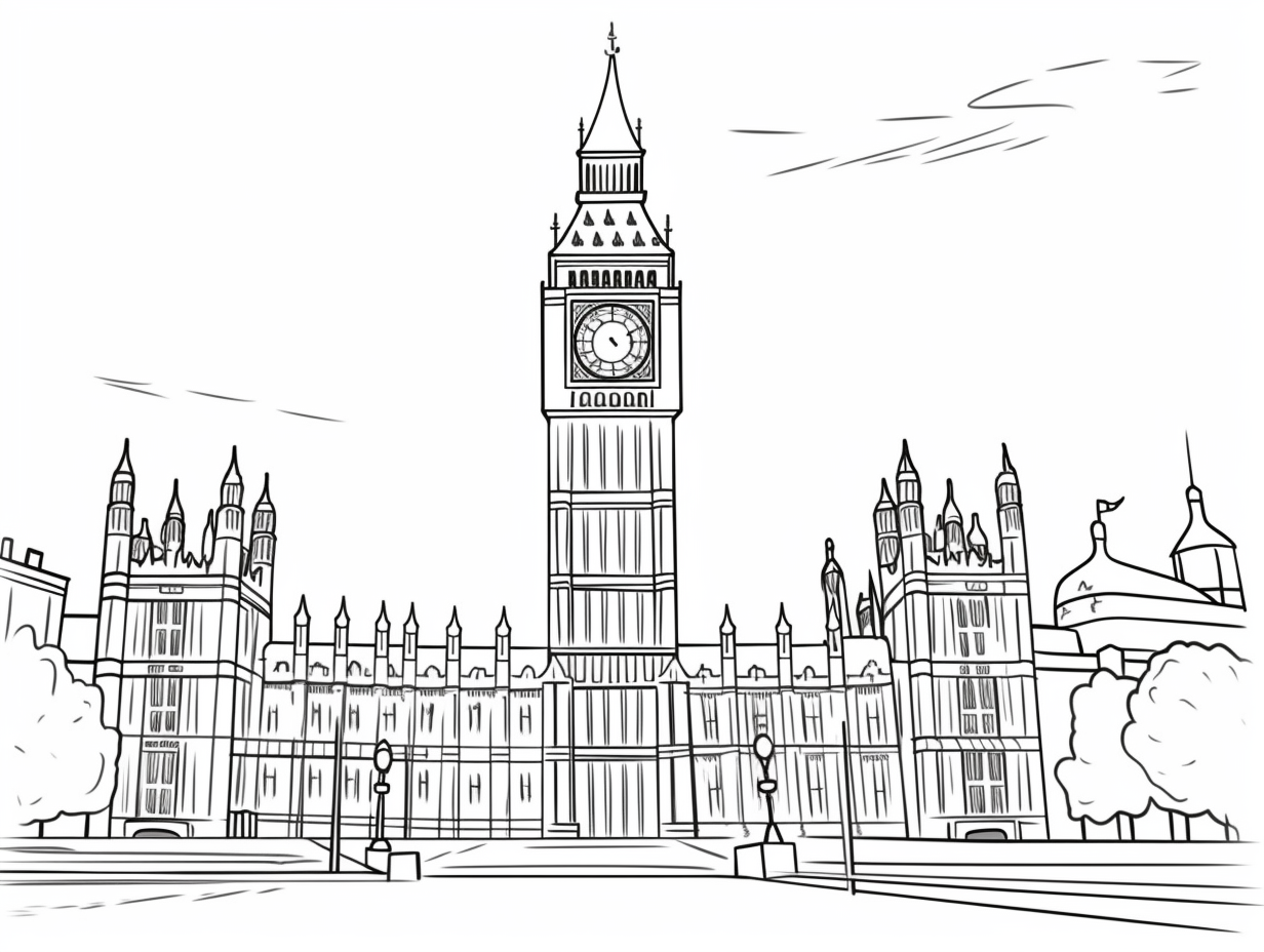 Printable Big Ben To Color - Coloring Page