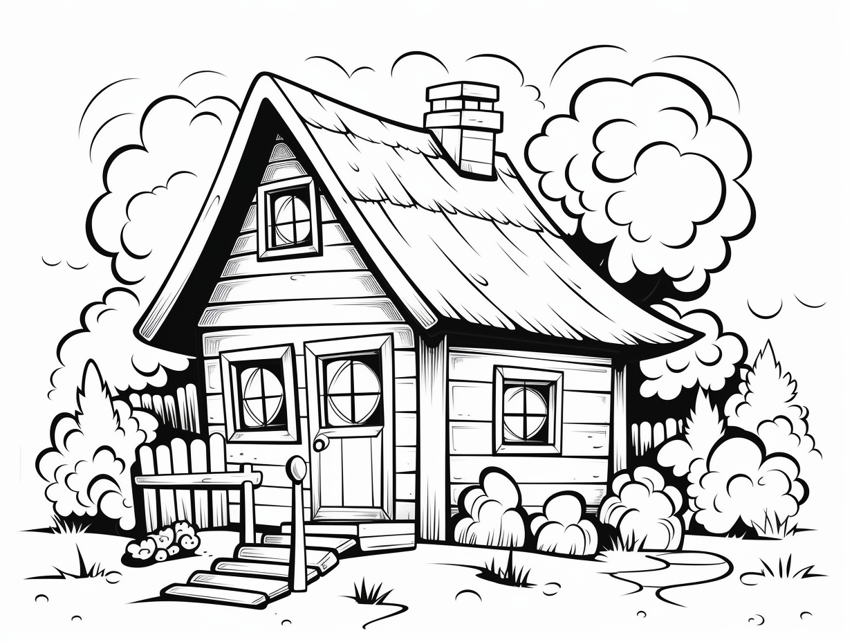 Printable Cabin To Color - Coloring Page