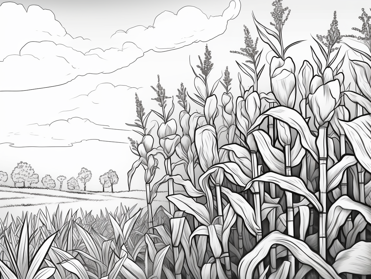 Printable Cornstalk To Color Coloring Page