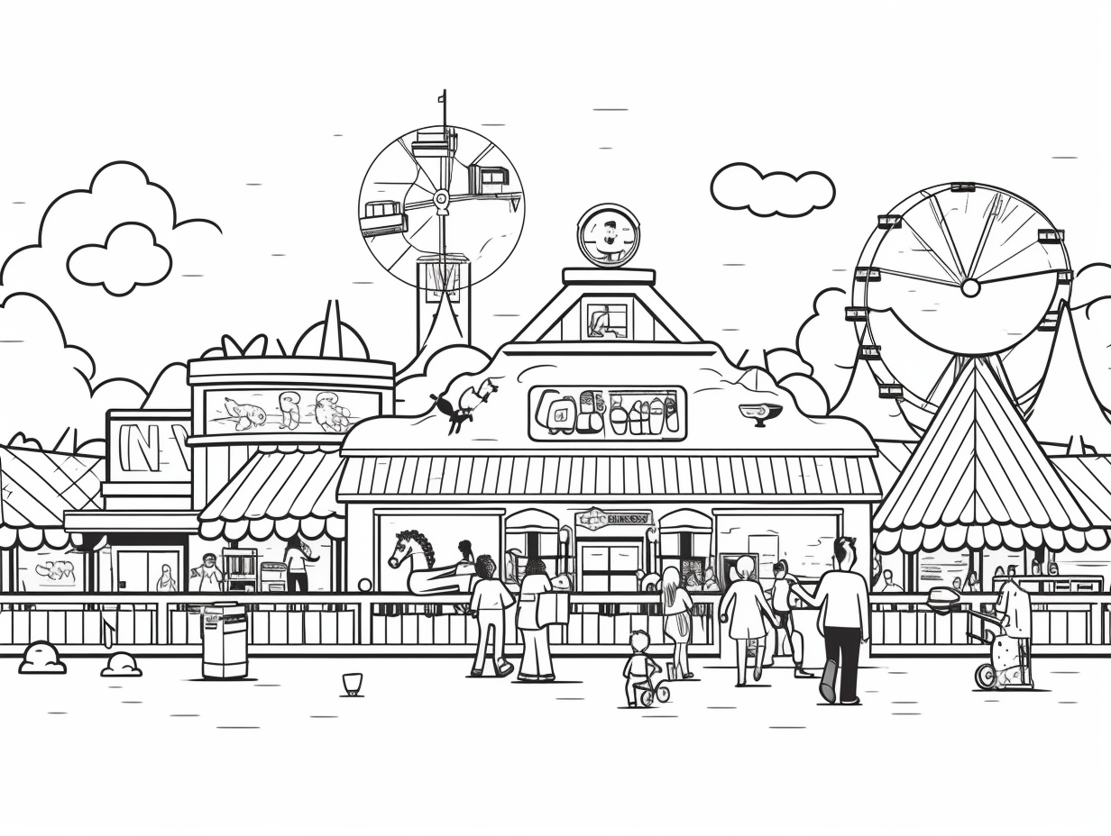 Printable County Fair Scene To Color - Coloring Page