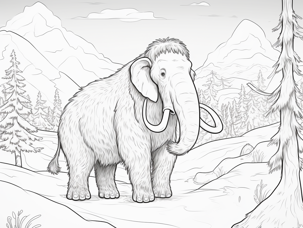 Printable Woolly Mammoth To Color - Coloring Page