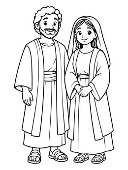 Free printable Priscilla And Aquila Smiling Together coloring page