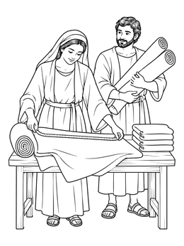 Free printable Priscilla And Aquila Tentmaking Workshop coloring page