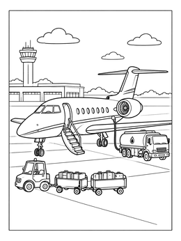 Free printable Private Jet On The Airport Apron coloring page
