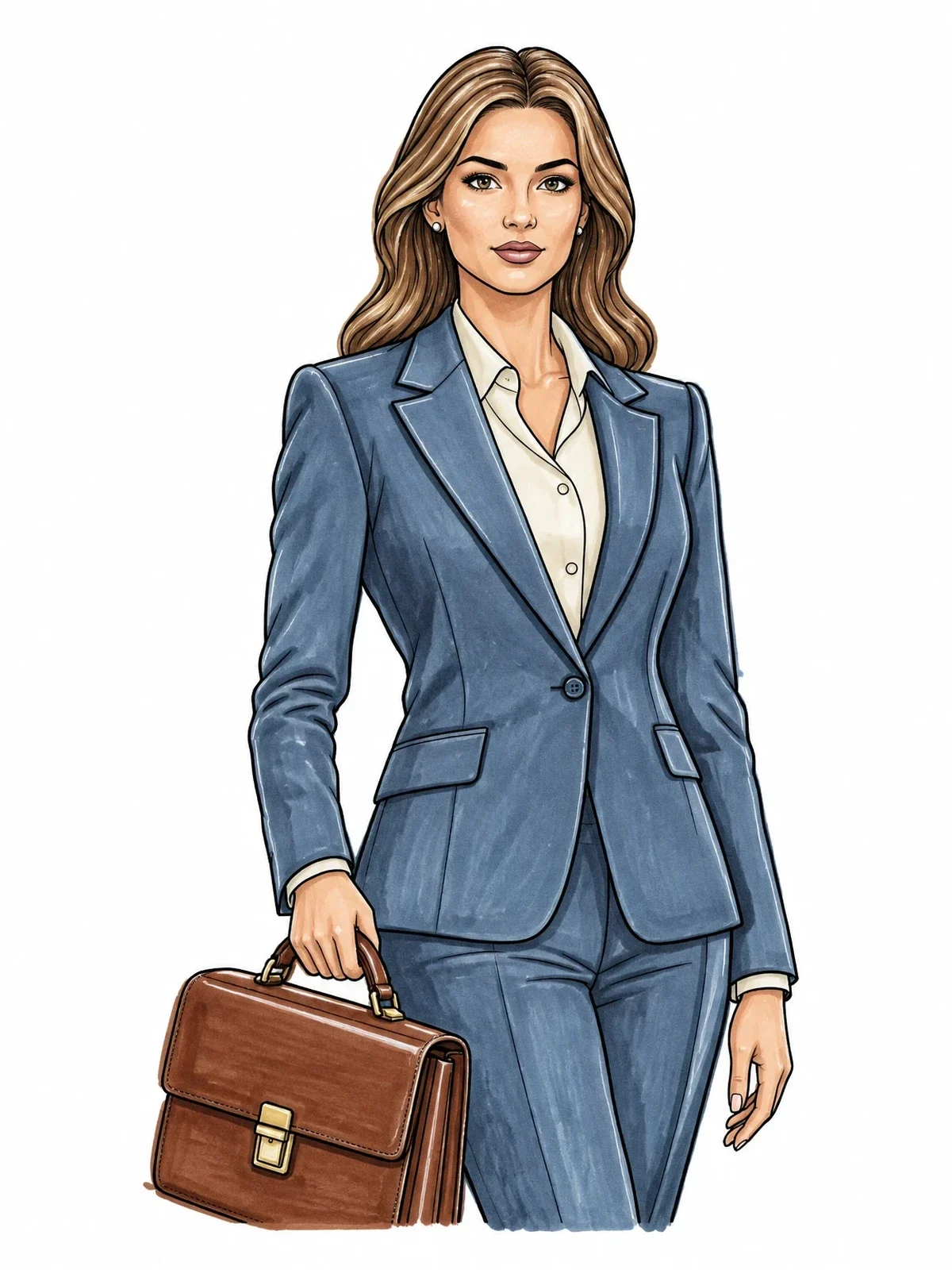 Colored example of the Professional Female Lawyer With Briefcase coloring page
