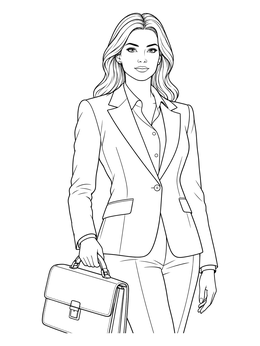 Free printable Professional Female Lawyer With Briefcase coloring page