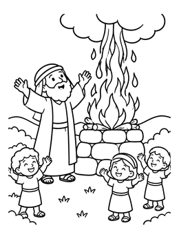 Free printable Prophet Elijah And The Altar Fire coloring page