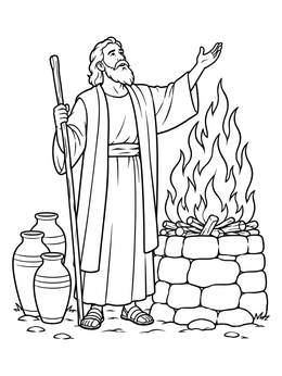 Free printable Prophet Elijah At The Altar coloring page