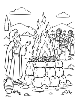 Free printable Prophet Elijah And The Fiery Altar coloring page
