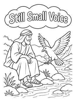 Free printable Prophet Elijah And The Raven By The Brook coloring page