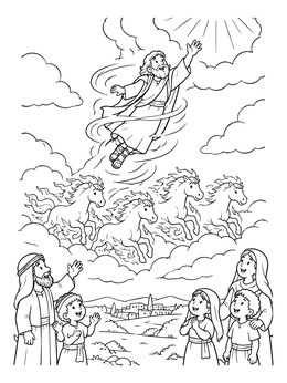 Free printable Prophet Elijah Ascending Into Heaven coloring page