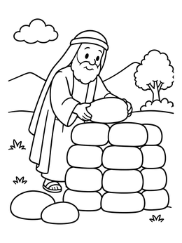 Free printable Prophet Elijah Building An Altar coloring page