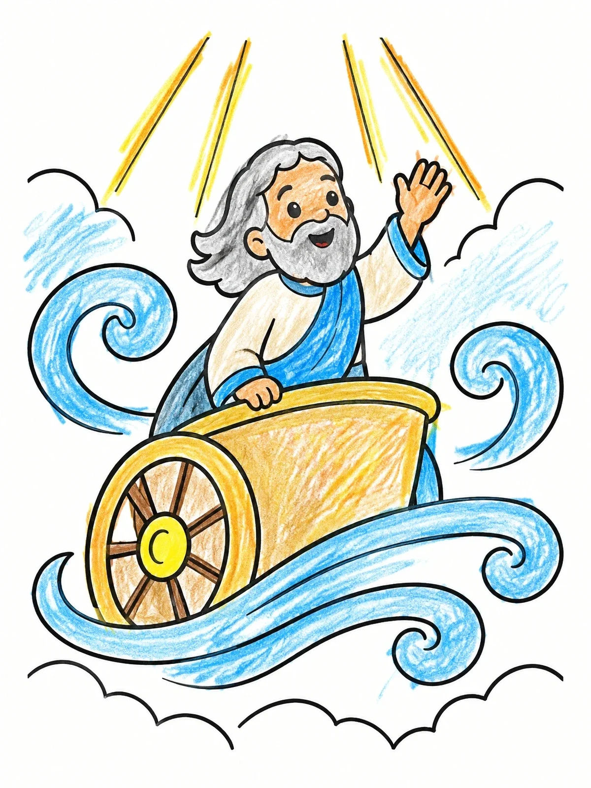 Colored example of the Prophet Elijah Riding To Heaven In A Chariot coloring page