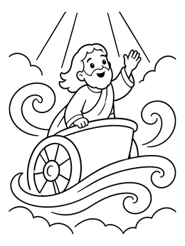 Free printable Prophet Elijah Riding To Heaven In A Chariot coloring page