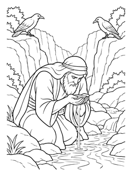 Free printable Prophet Elijah Drinking From The Brook coloring page