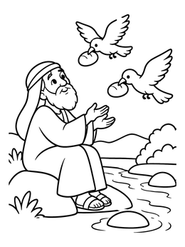 Free printable Prophet Elijah Fed By Birds coloring page