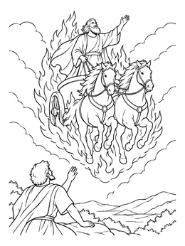 Free printable Prophet Elijah Ascending To Heaven coloring page