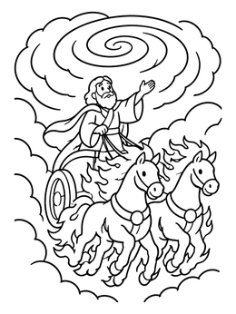 Free printable Prophet Elijah In Fiery Chariot coloring page