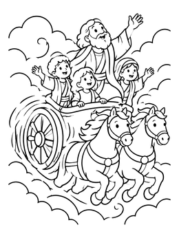 Free printable Prophet Elijah Riding Heavenly Chariot coloring page