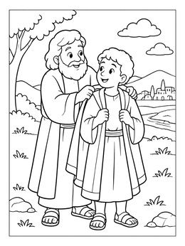 Free printable Prophet Elijah Placing Cloak On Elisha coloring page