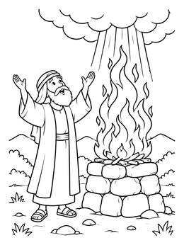 Free printable Prophet Elijah And The Fiery Altar coloring page