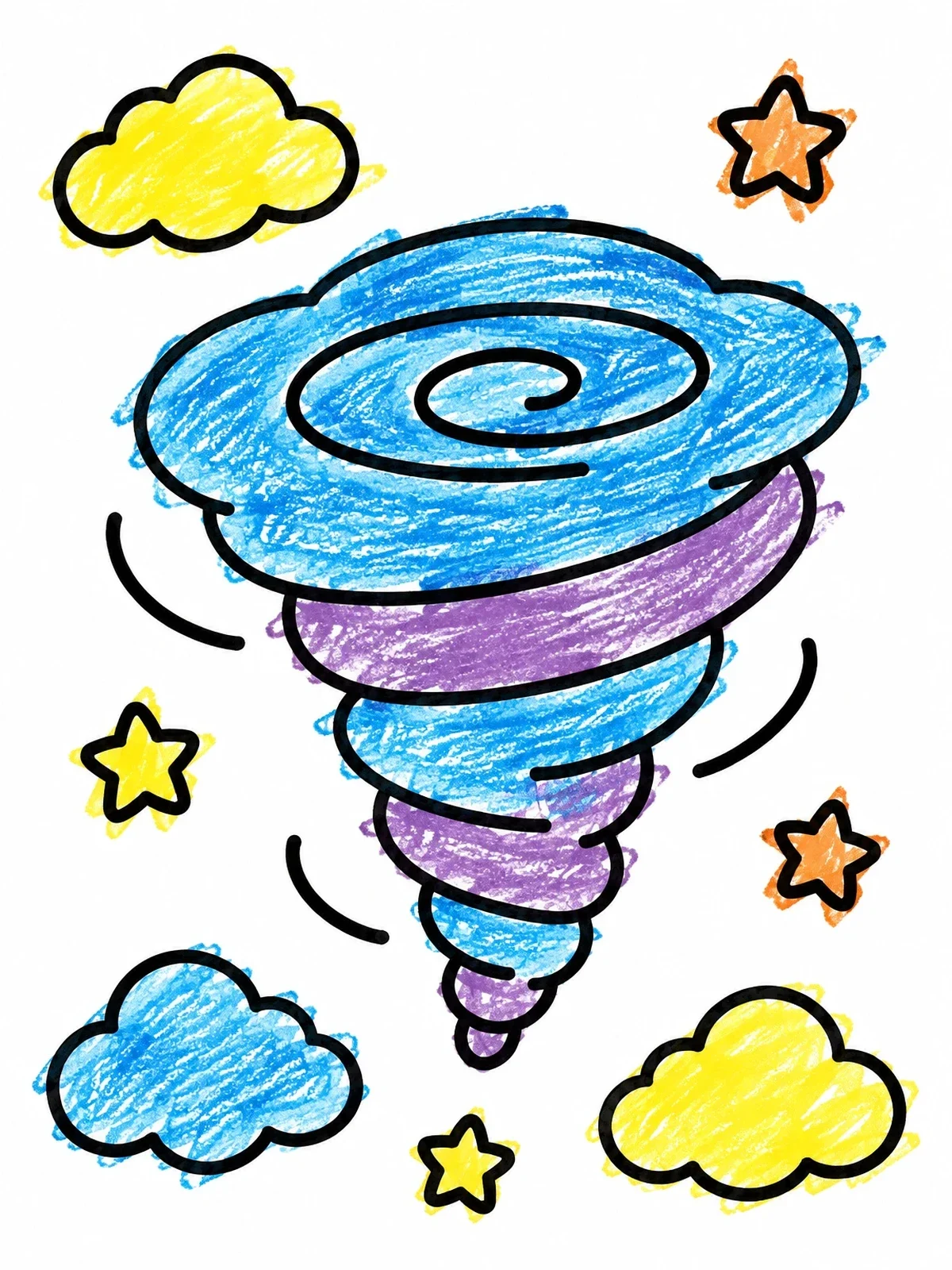 Colored example of the Prophet Elijah Whirlwind Cloud coloring page