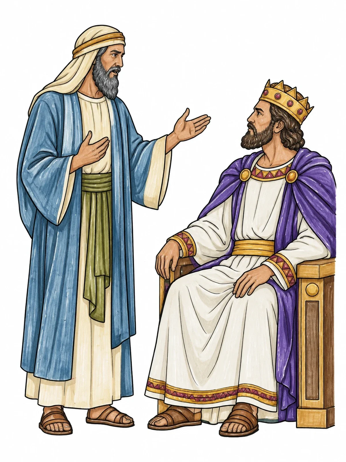 Colored example of the Prophet Jahaziel And King Jehoshaphat coloring page