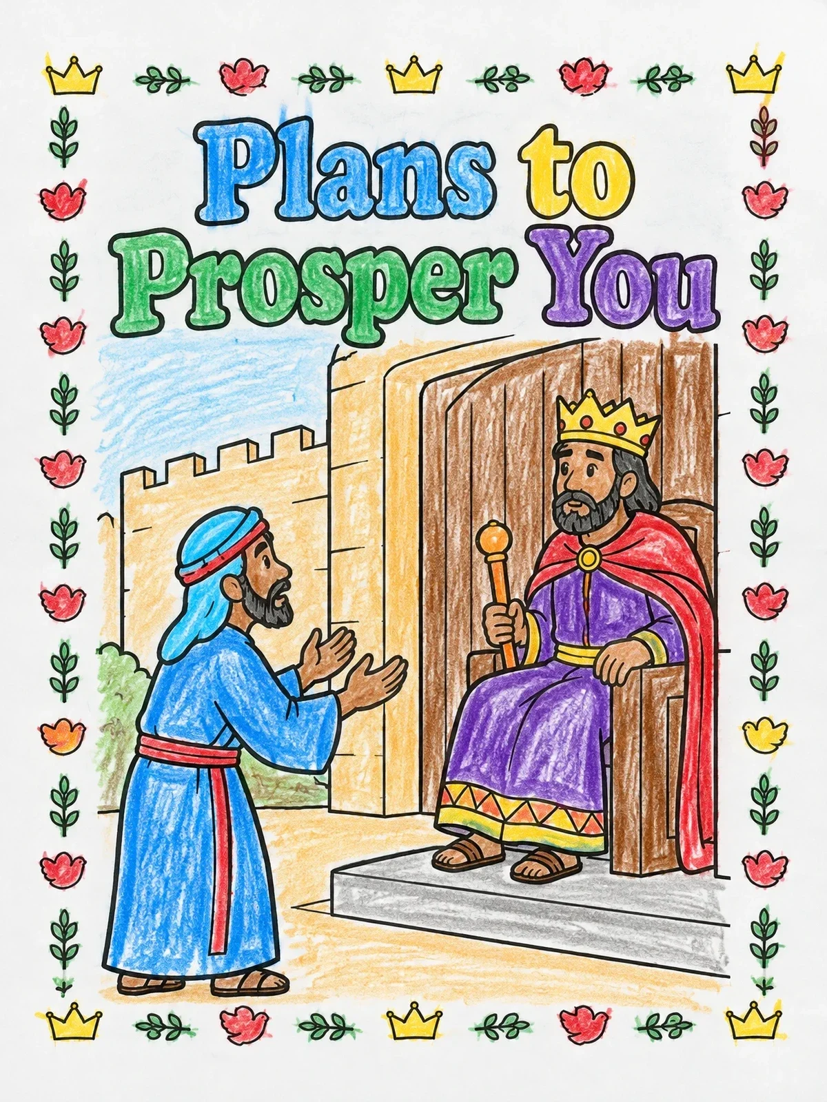 Colored example of the Ebed Melech Speaking To The King coloring page