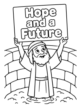 Free printable Jeremiah In The Cistern With Sign coloring page