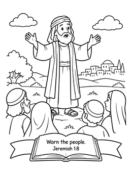 Free printable Prophet Jeremiah Preaching To The People coloring page