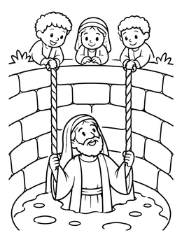 Free printable Prophet Jeremiah Rescued From The Cistern coloring page