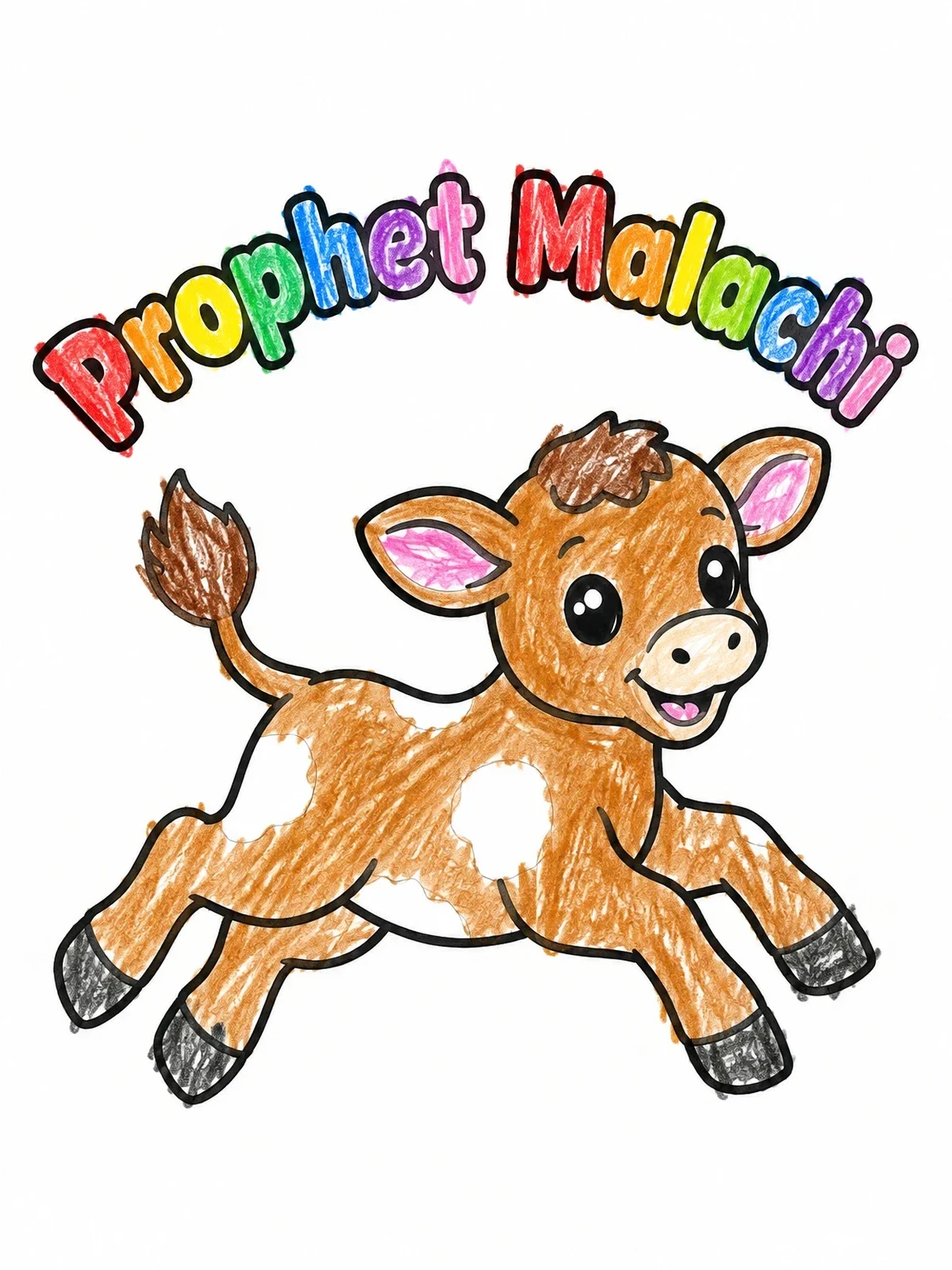 Colored example of the Prophet Malachi Leaping Calf coloring page