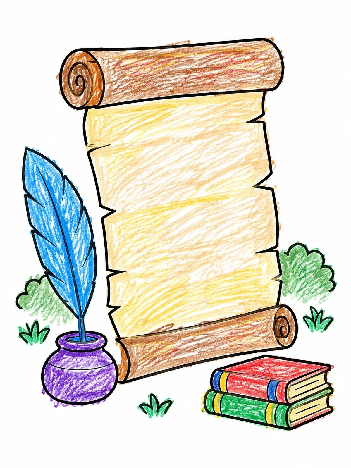 Colored example of the Prophet Malachi Scroll And Quill coloring page