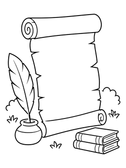Free printable Prophet Malachi Scroll And Quill coloring page