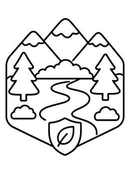 Free printable Protected Wilderness Mountain Crest coloring page