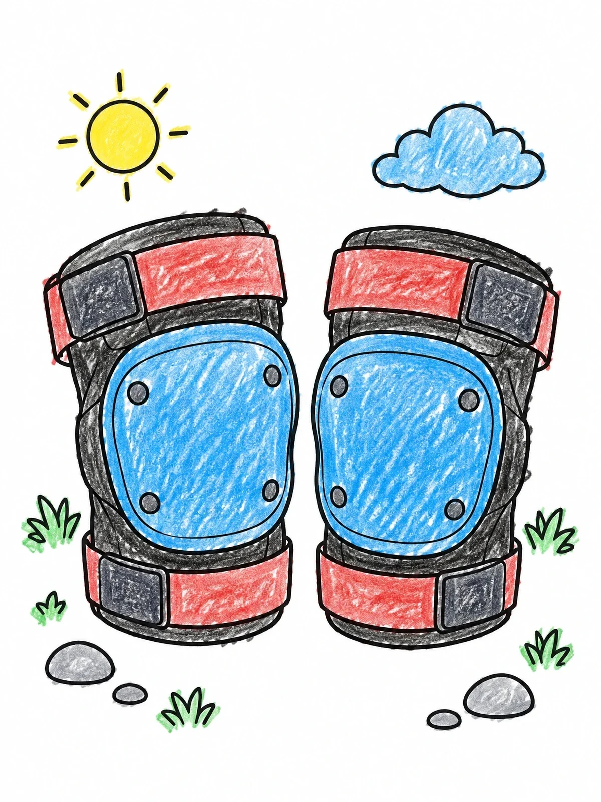 Colored example of the Protective Skateboarding Knee Pads Outdoors coloring page